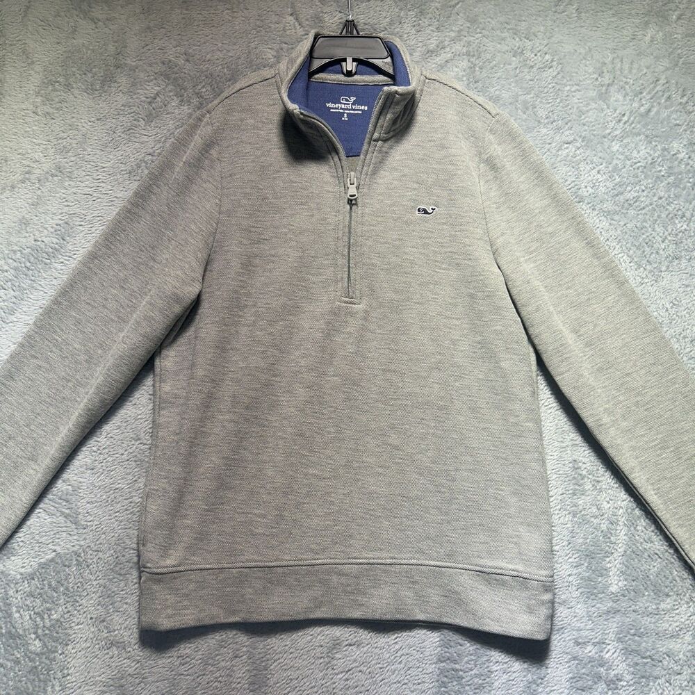 Vineyard Vines Pullover Unisex Kids S Gray 1/4 Zip Sweatshirt Pima Cotton Logo